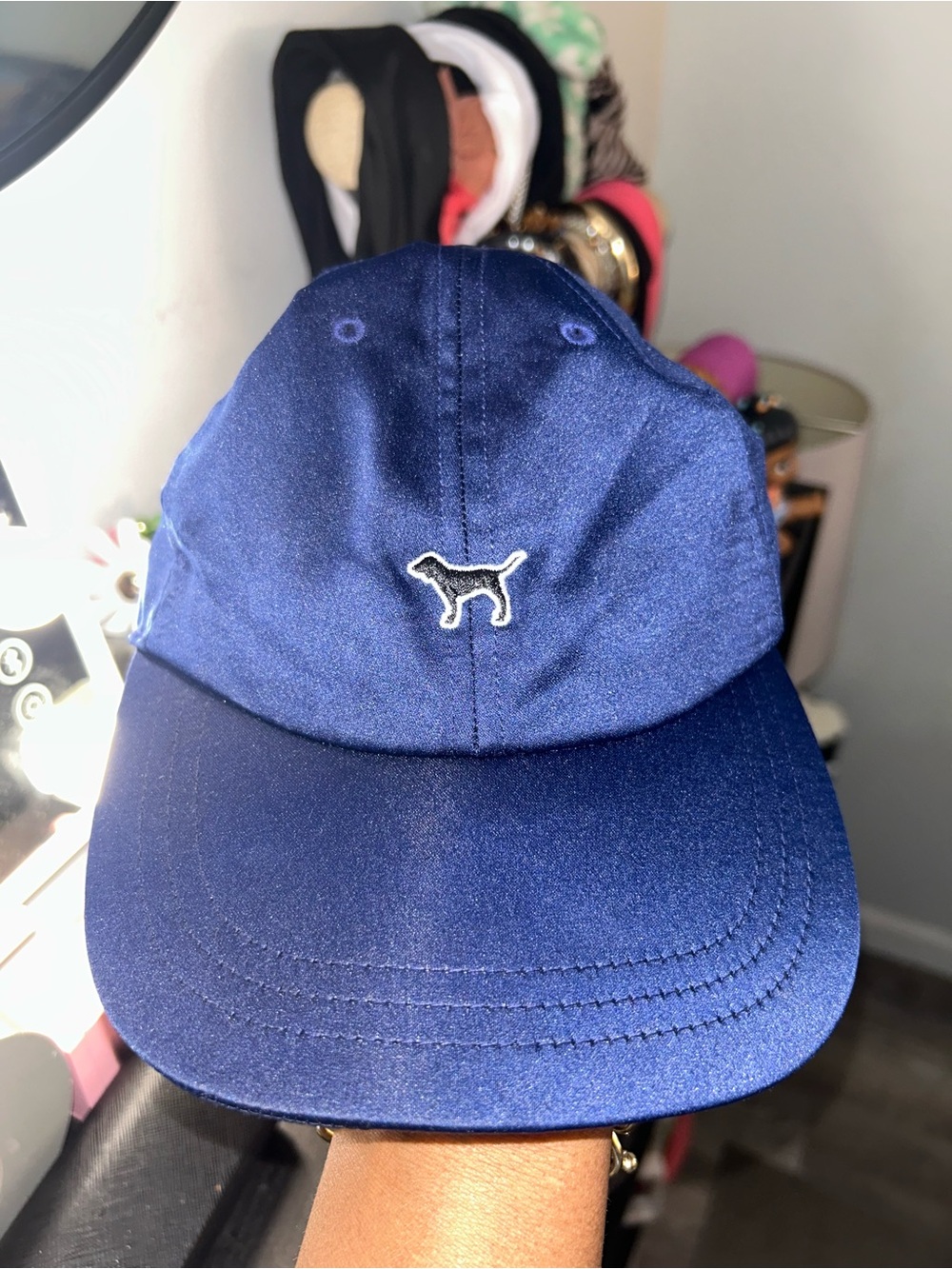 PINK Victoria's Secret Navy BLUE Dog Logo Cap